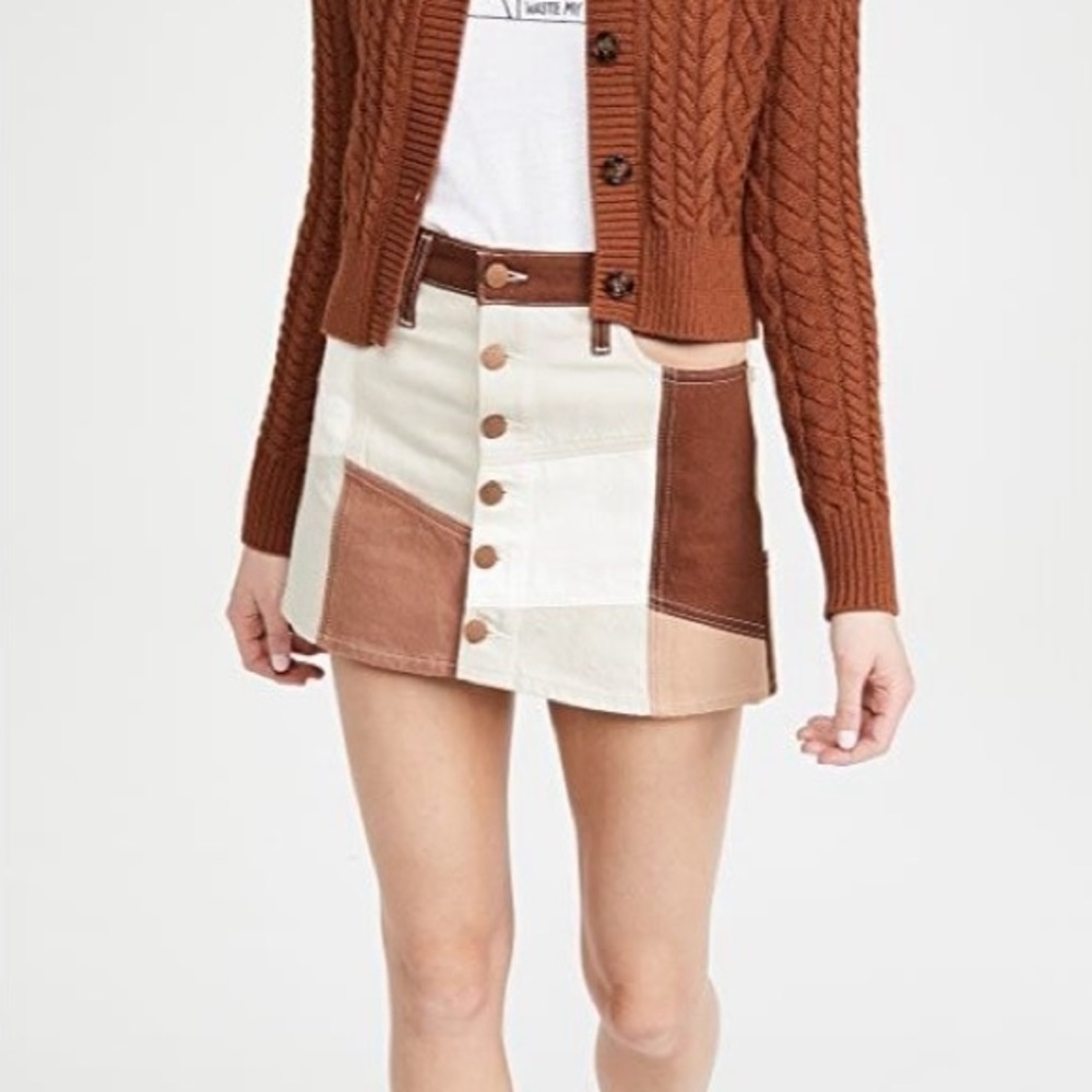 Alice + Olivia Patchwork Denim Skirt